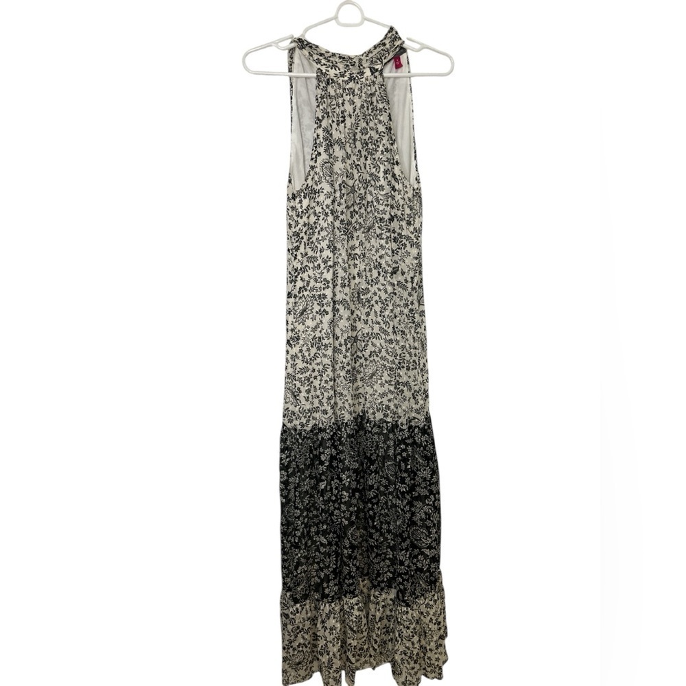 VINCE CAMUTO Bow Back Tiered Floral Colorblock Maxi Dress NWOT - Picture 1 of 8